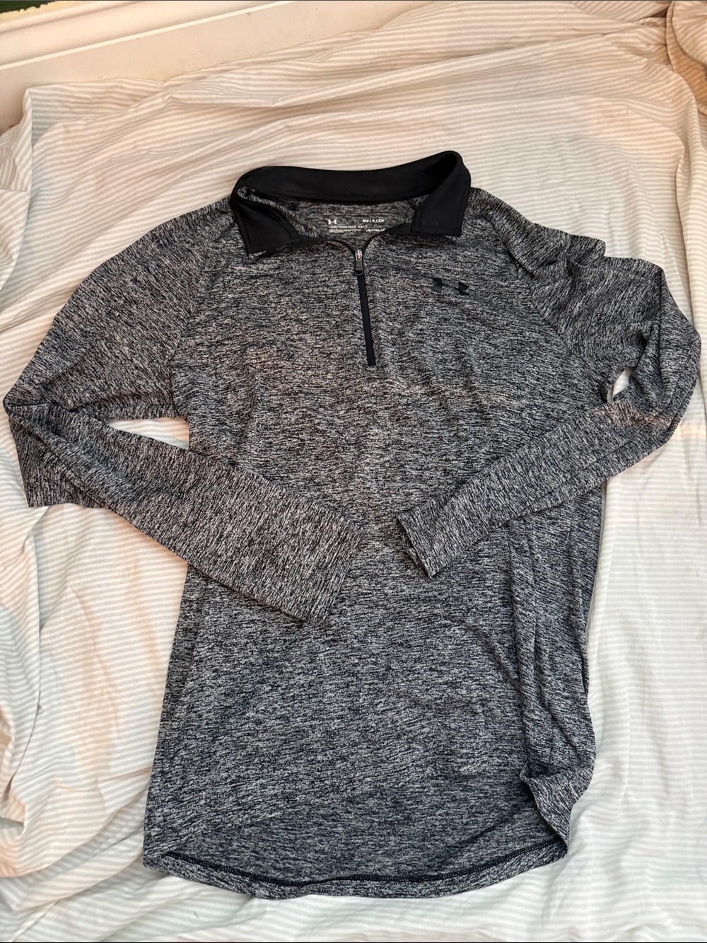 Under Armour Black & Grey Heathered Half-Zip Performance Top